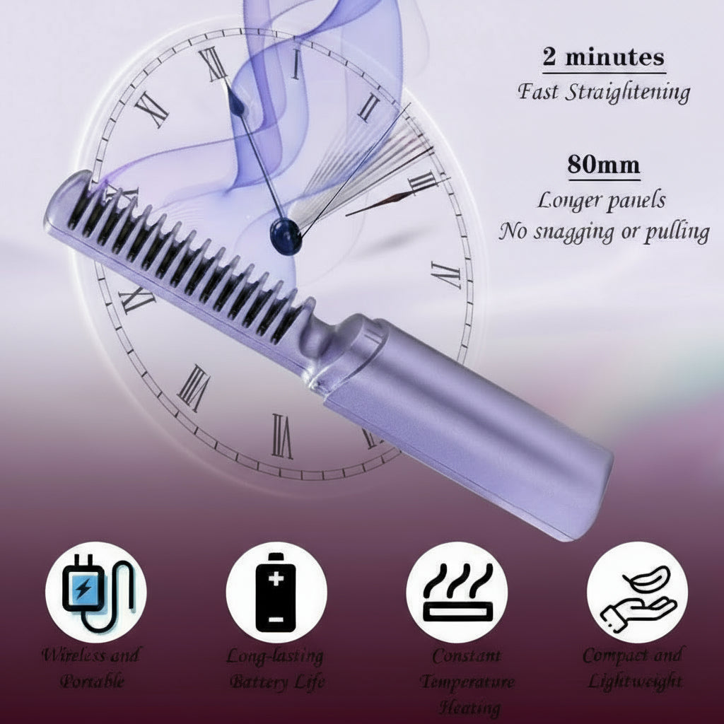 Comby Portable Cordless Ceramic Hair Straightener Comb