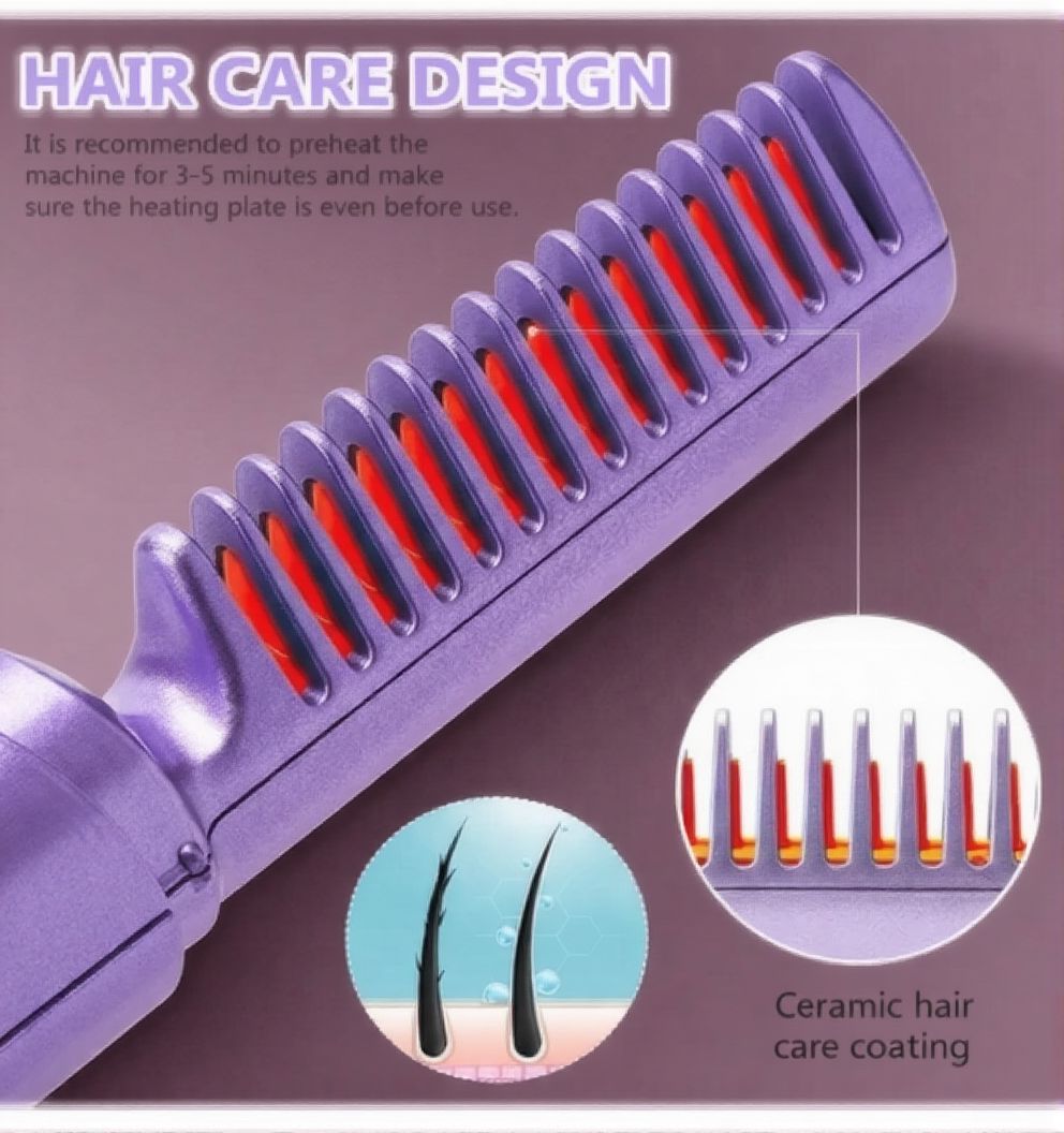 Comby Portable Cordless Ceramic Hair Straightener Comb